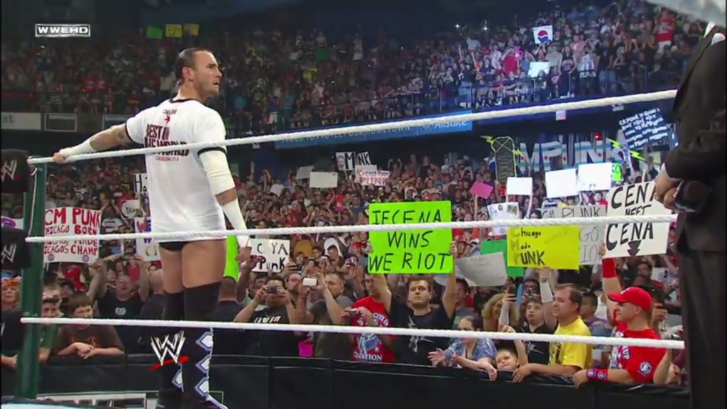 CM Punk taking in his hometown crowd (Screencap)