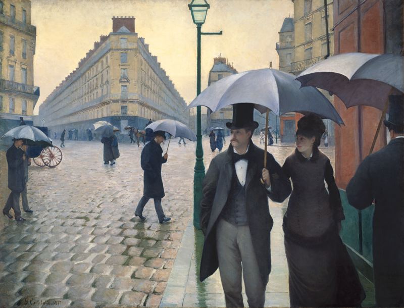 "Paris Street; Rainy Day, 1877," by Gustave Caillebotte, Art Institute of Chicago