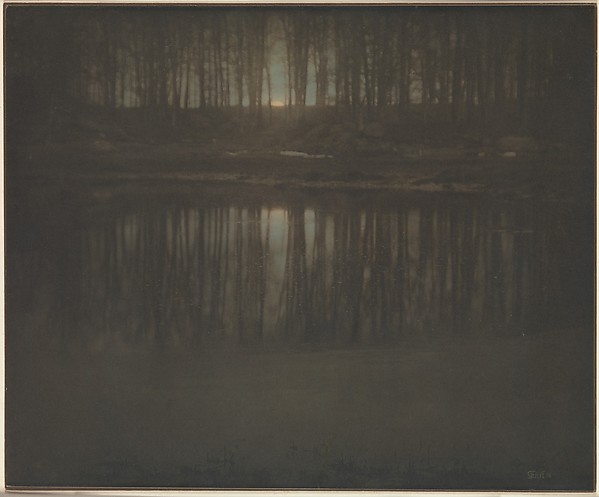 Edward Steichen, The Pond -- Moonrise, 1904. Platinum print with applied color. Metropolitan Museum.