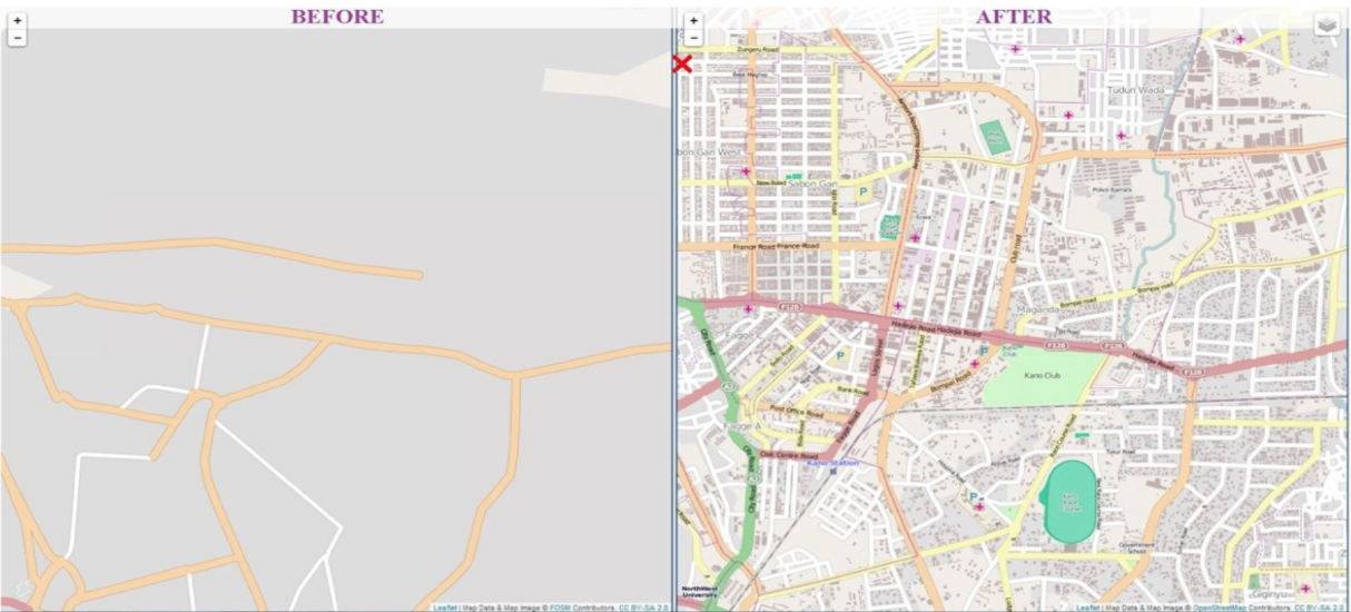 eHA's contribution to the OpenStreetMap (OSM) platform. Before and after ... Kano State, Nigeria now has a free digital map to help tackle public health emergencies.