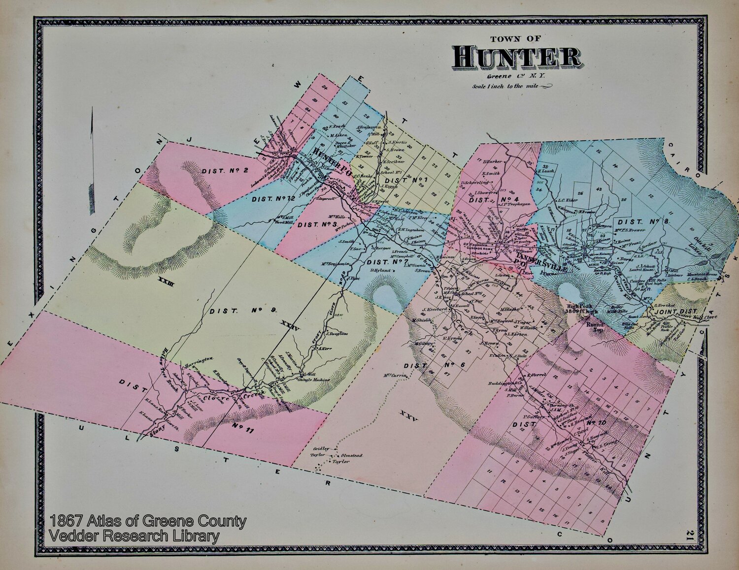 16x24 Hunter New York 1890 Historic Panoramic Town Map