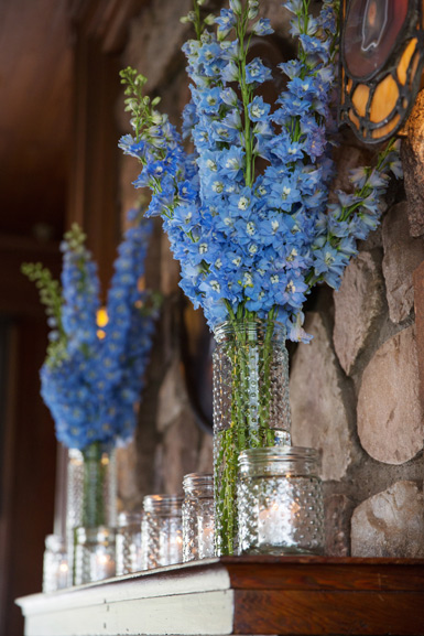 blue delphinium mantle decor