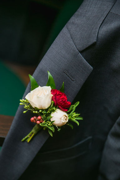 groom boutonniere blush and burgundy