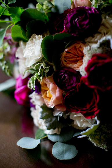 brides bouquet featuring peach juliet garden roses