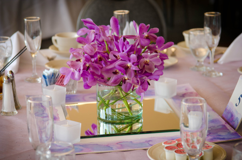 purple mokara orchid wedding centerpieces