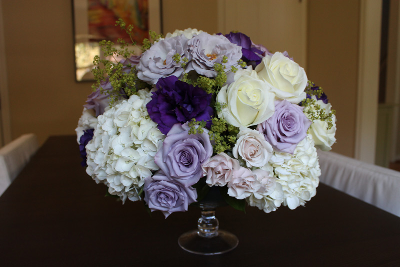 dusty lavender and ivory wedding centerpiece