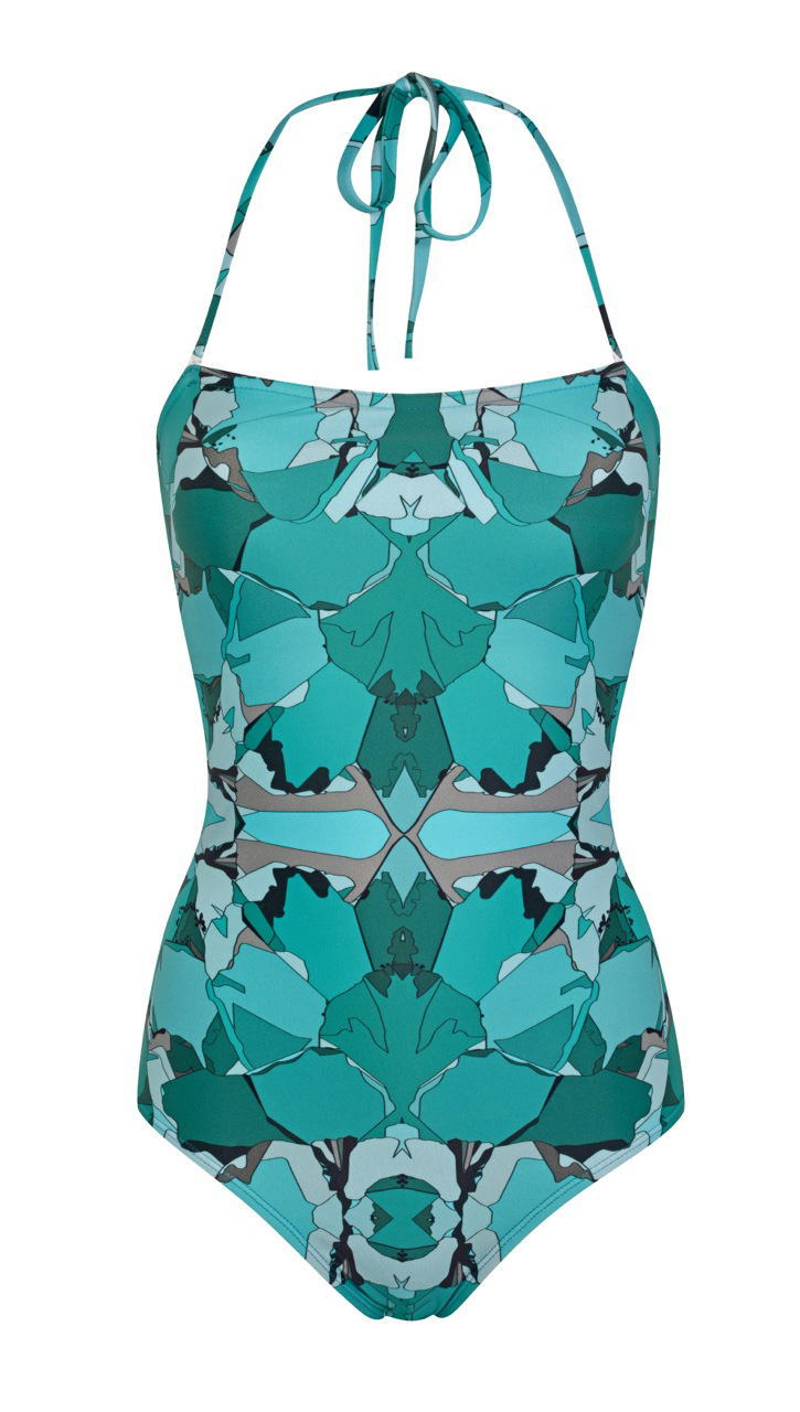 Glass floral bandeau swimsuit, £180. www.lisakinglondon.com