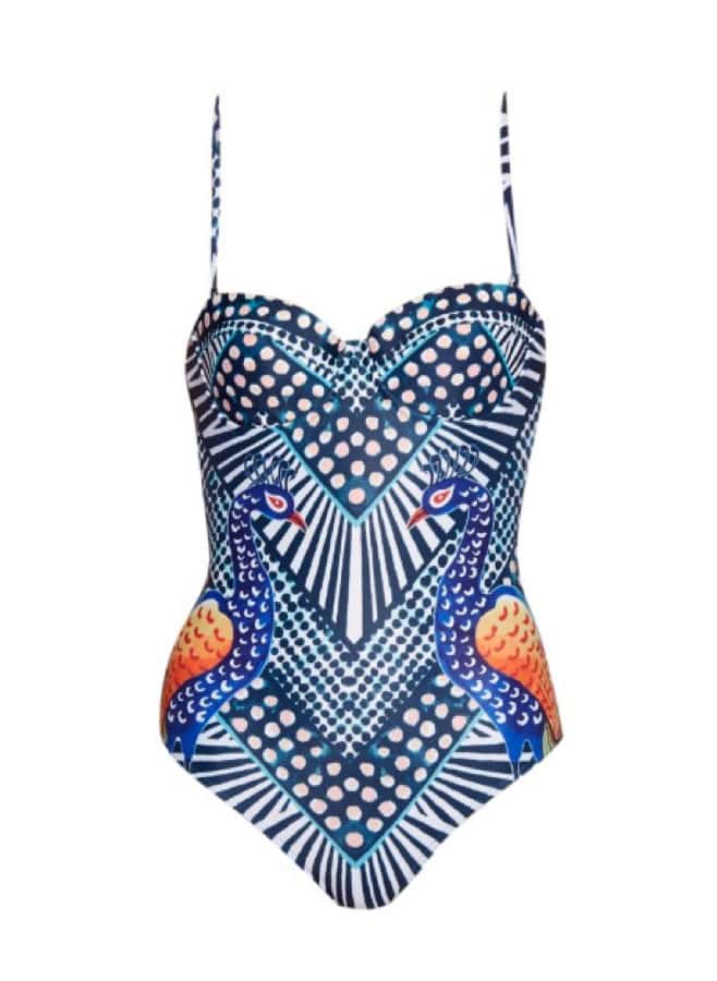 Peacock-print balconette swimsuit, £229, Mara Hoffman. www.matchesfashion.com 