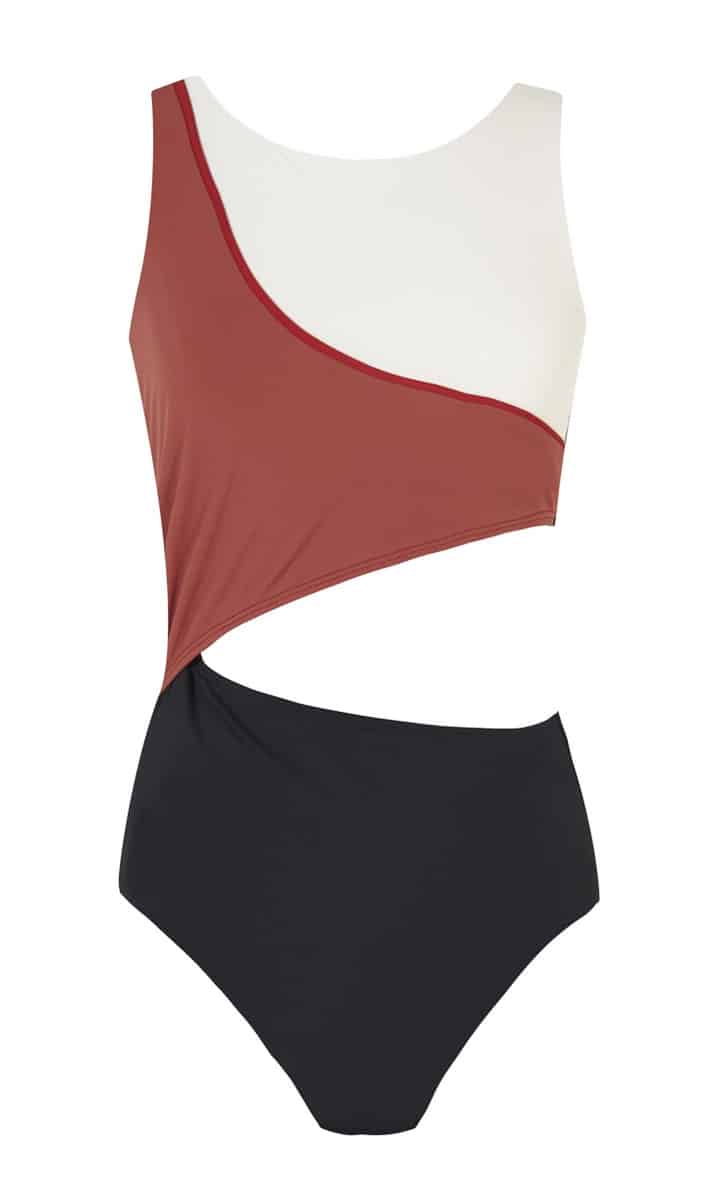 Cutout one piece swimsuit with contrasting binding, £160, Zeus + Dione. www.zeusndione.com