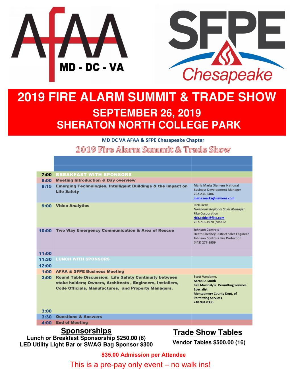 2019 Fire Alarm Summit Trade Show With Afaa Md Dc Va Chapter Sfpe Chesapeake Chapter