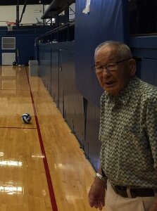 Jimi Yamaichi revisits Uchida Hall in 2015, 73 years after he entered the same gymnasium prior to his imprisonment in a Japanese American internment camp