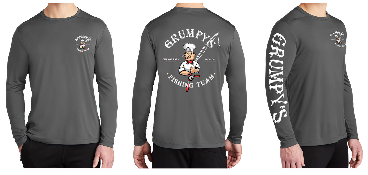 GRUMPY'S FISHING TEAM LONG SLEEVE SHIRT (Gray) — Grumpy's Restaurant