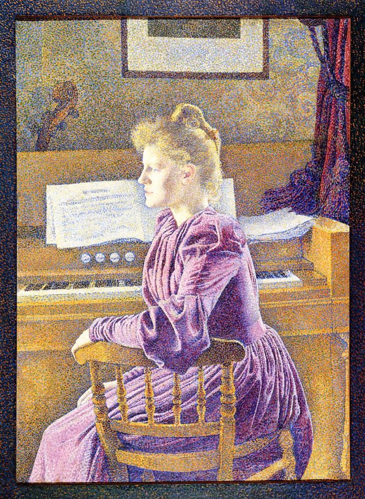 Theo van Rysselberghe (Belgian, 1862-1926) Maria Sethe at the Harmonium (1891) Oil on canvas. 46 1/2 x 33 1/3 in. Koninklijk Museum, Antwerp.