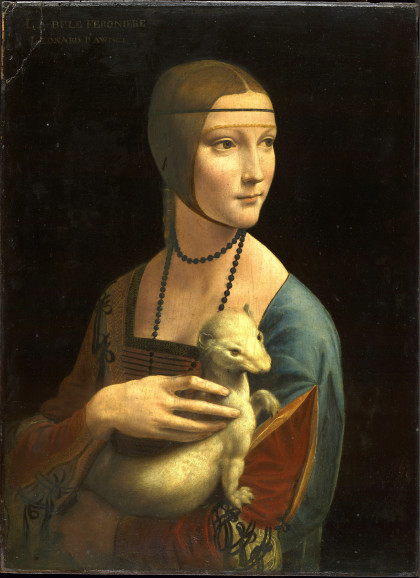 Leonardo da Vinci (1452-1519) Lady with an Ermine (1485) Oil on wood panel. 54 by 39 cm. Czartoryski Museum, Kraków.