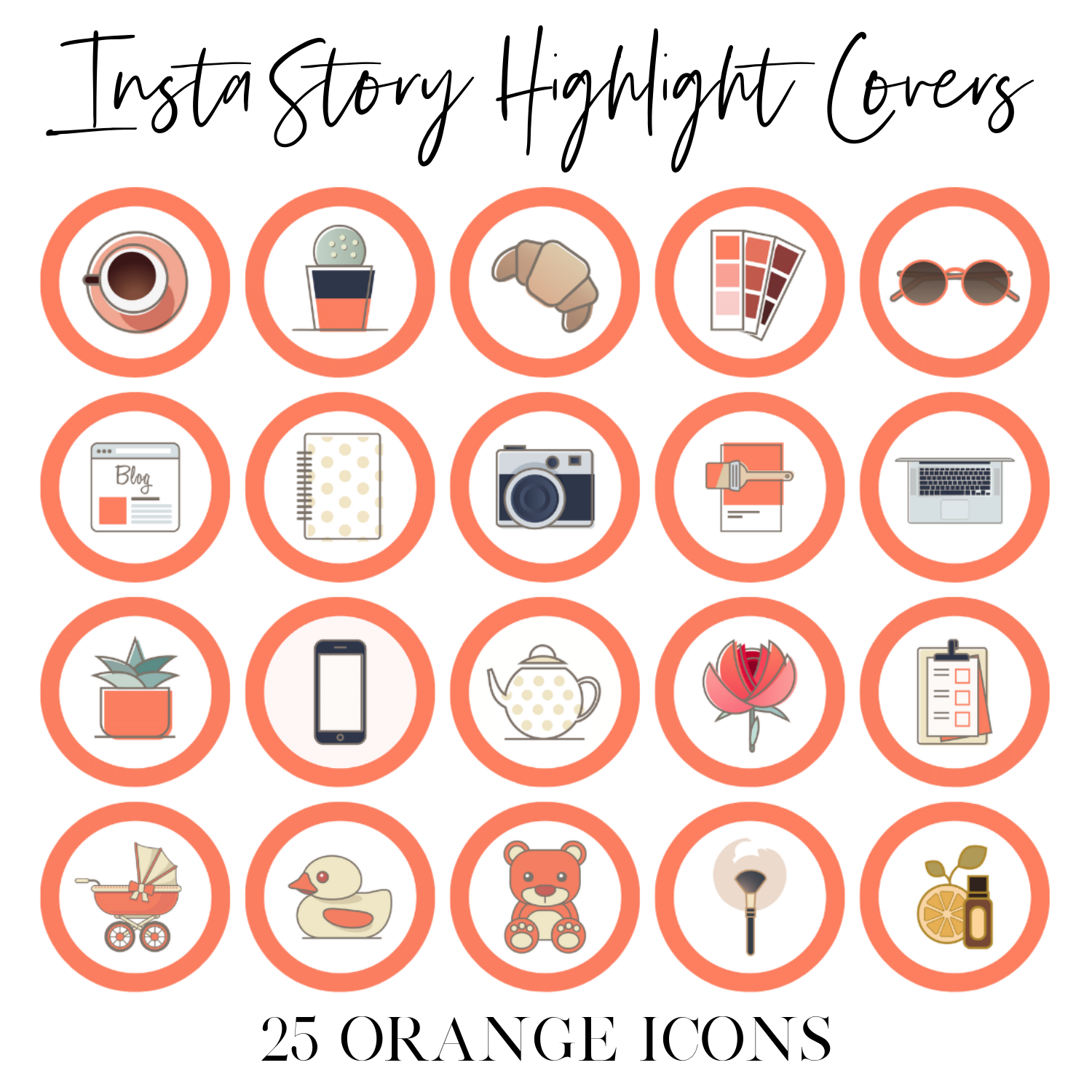 Instagram Story Highlight Covers Orange Icons Girlcrush Collective