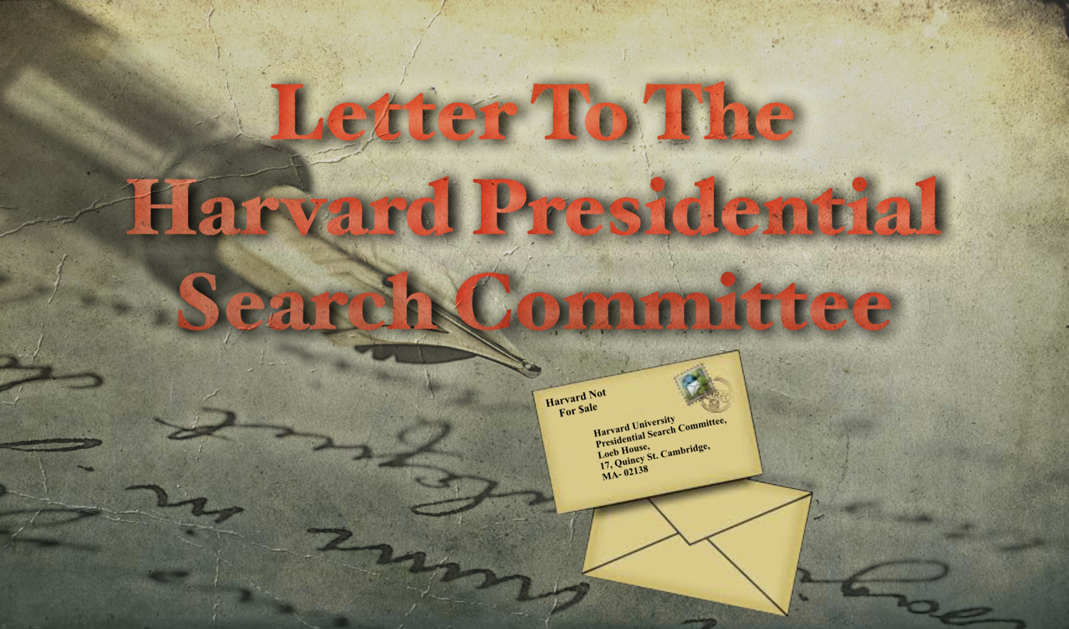 Letter To The Harvard Search Committee Harvard Not For Sale