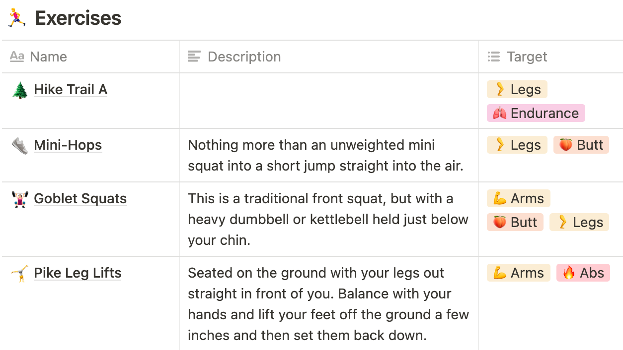 Free Notion Template: An Easy Fitness Log - Red Gregory