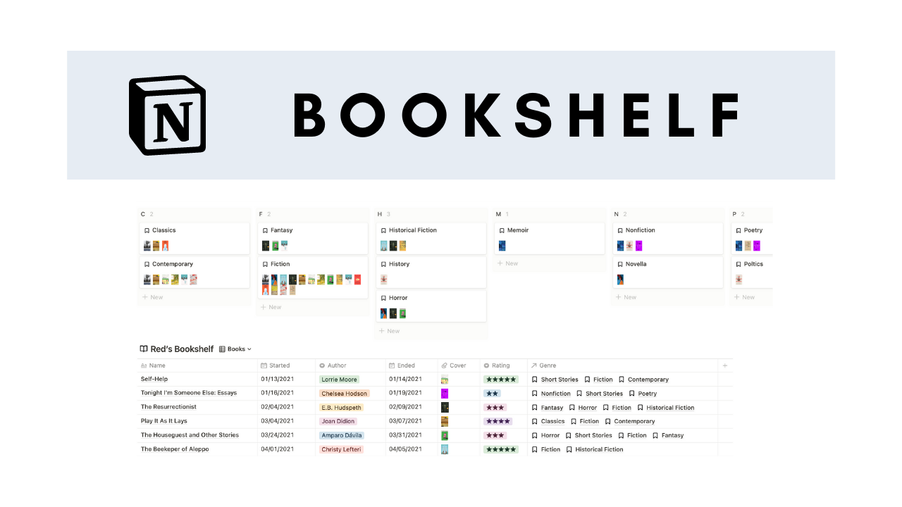 How To Build A Reading Bookshelf In Notion (2022) — Red Gregory