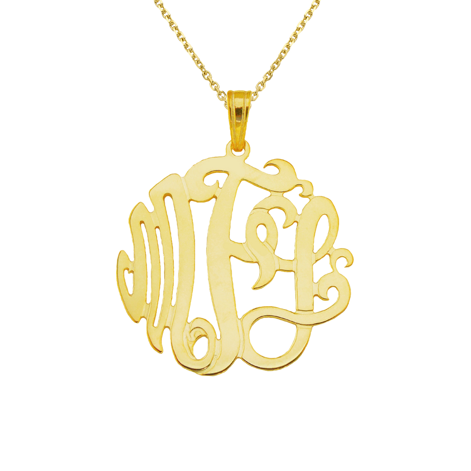 MonoP Gold Monogram Pendant Necklace | Fine  - Silver N Style