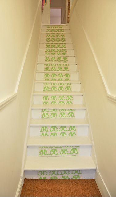Wallpapered stairs