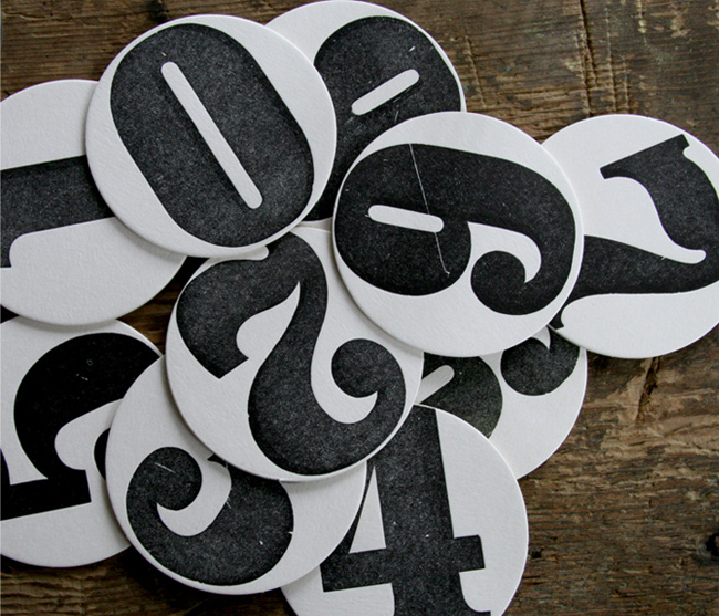 Numbers coasters from Magpie Miller