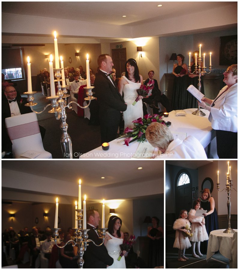 Candle lit winter wedding ceremony at the Ship Hotel in Chichester