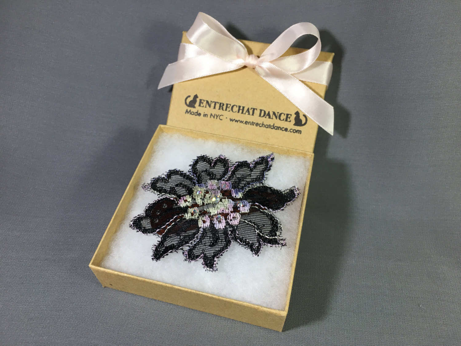 Pretty Lace Hair Clips by Entrechat Dance, Embellished with Swarovski® Crystals.