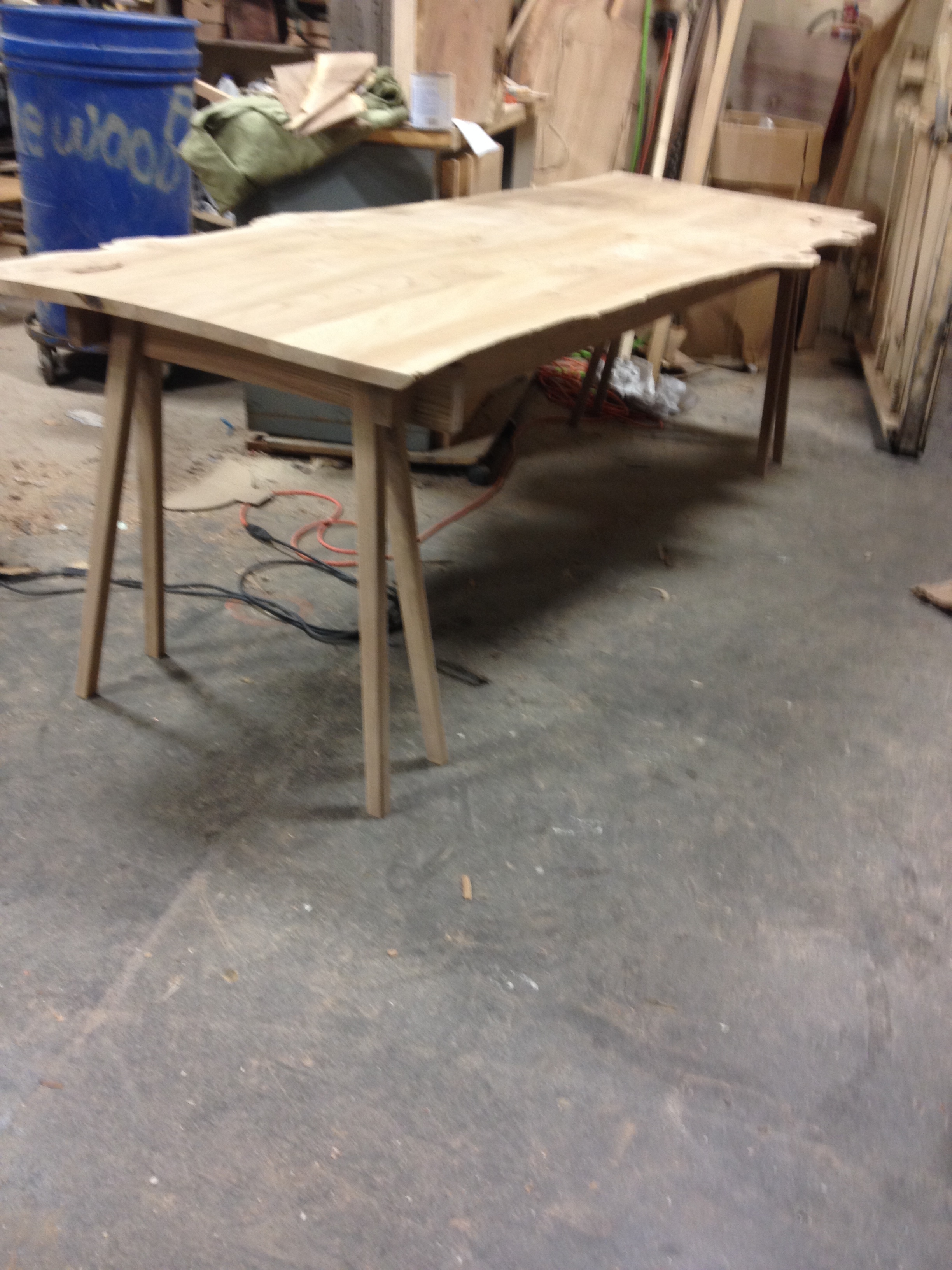 Elm Table Before finish