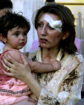 Mother and Child after Christian Church Bombing