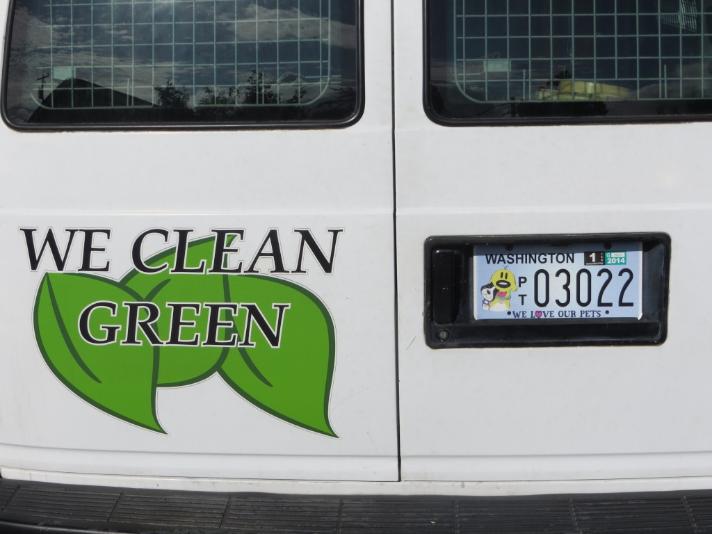 new plates on the carpet cleaning van