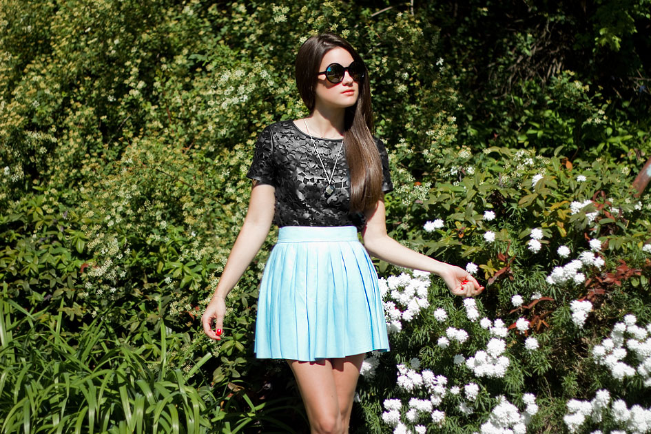 Perforated Leather Top and Skirt