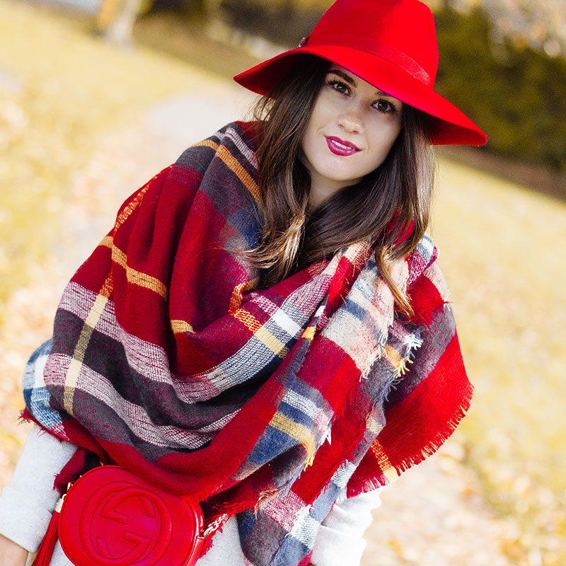 Color Block Checkered Blanket Scarf