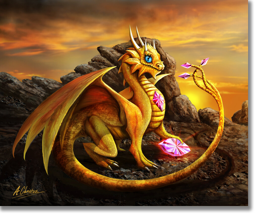 Golden Dragon - Fantasy Art Print — Anthony Christou Illustration
