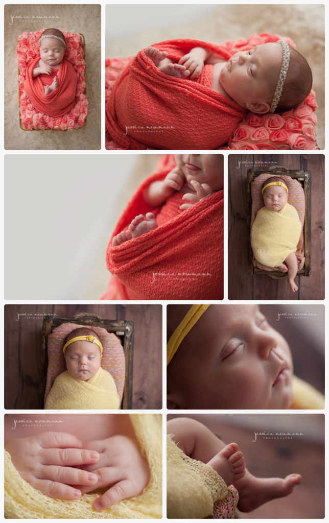 3 month old baby girl posed in newborn shoot