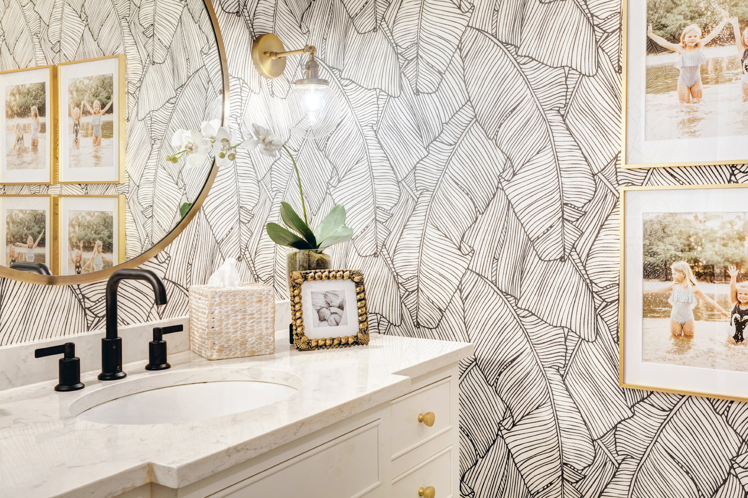 Guest Bathroom Refresh: Palm Leaf Wallpaper Bathroom — Nicki Pasqualone