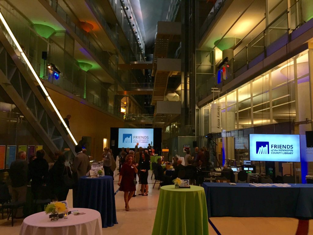 Picture of the AV for You set-up for the Minneapolis Central Library 10 year anniversary.