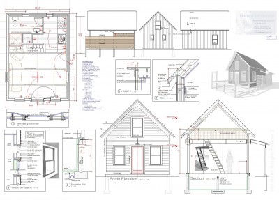 Plan sheet for 16' x 22' Brattleboro Tiny House 