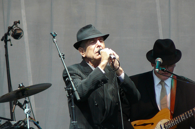 Leonard Cohen performs at Edinburgh Castle in Scotland during his 2008 world tour. Photo courtesy of flickr.