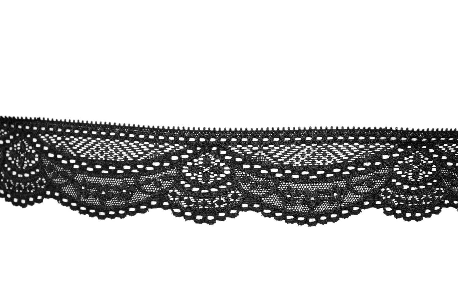 Black Lace Bevelled Edge 90mm Stretch Trim - $7 pm – Lush Fabrics