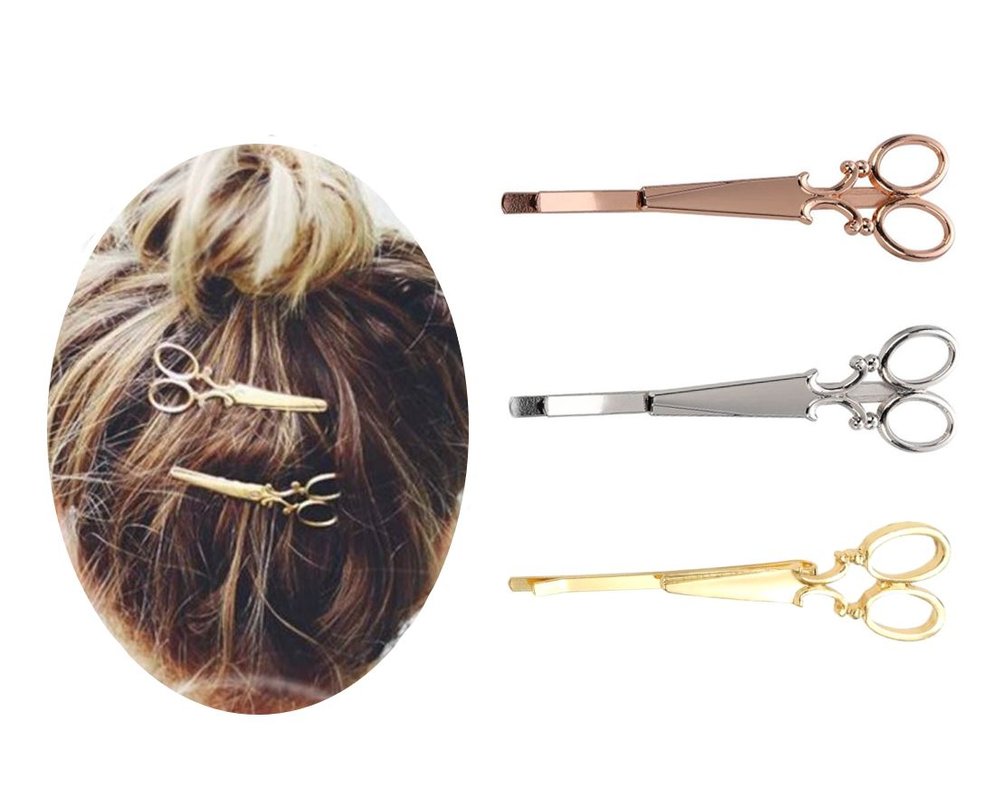 2Pcs Novelty Scissors Shape Hair Clip Hair Pin Women Hair Accessory 2 Colors 
