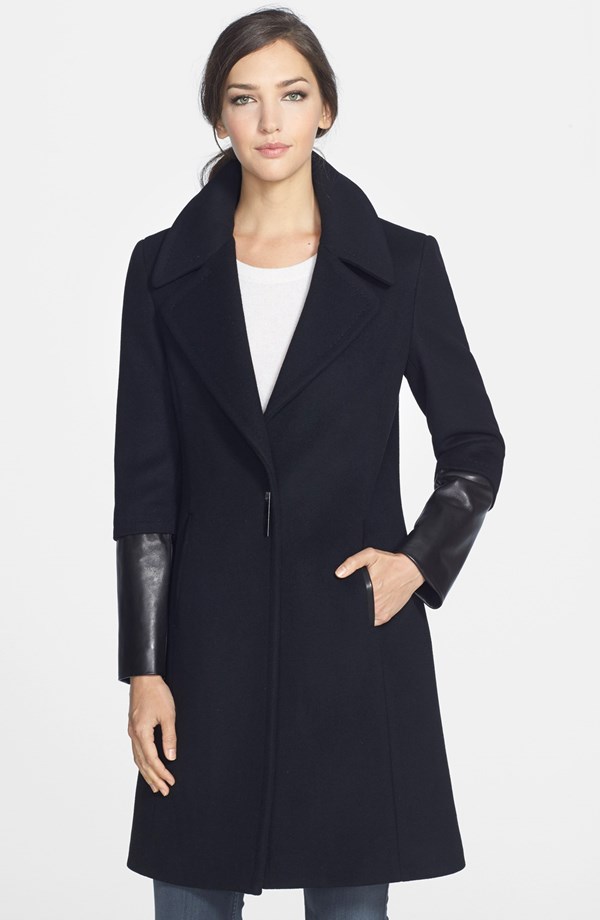   Elie Tahari Dawson Leather Trim Wool Coat. Nordstrom. Was: $670 Now: $334.  