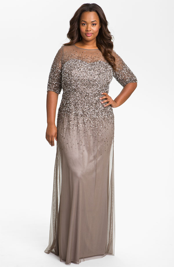  Adrianna Papell Beaded Illusion Gown. Available in plus sizes. Nordstrom. $335. Also in White and Navy. 