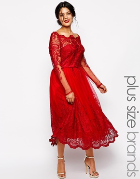  Chi Chi Plus Longsleeved Lace Bordot Midi Dress. ASOS. $142.13 