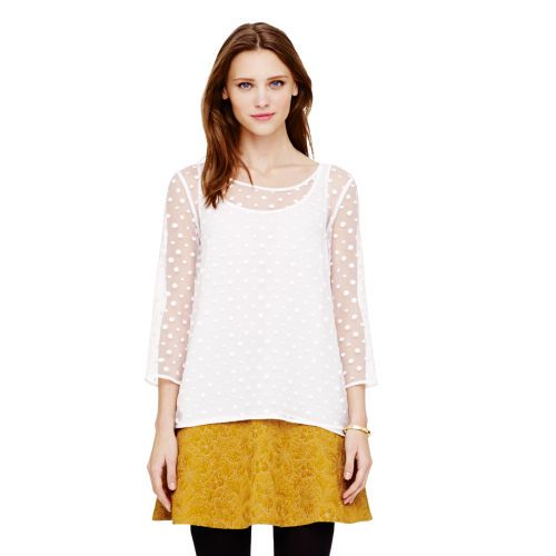  Meagan Sheer dotted top. Also available in black. Club Monaco. Was: $149 Now: $99. 