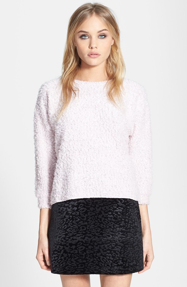  Topshop Textured sweater. Available in multiple colors. I wear mine a couple of times per week. Nordstrom. $50.  
