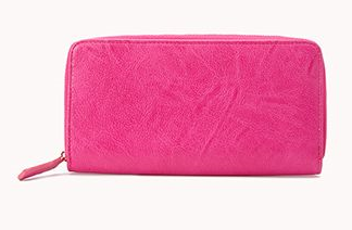  Faux Leather wallet. Available in hot pink, red, black. Forever 21. $10.80.  