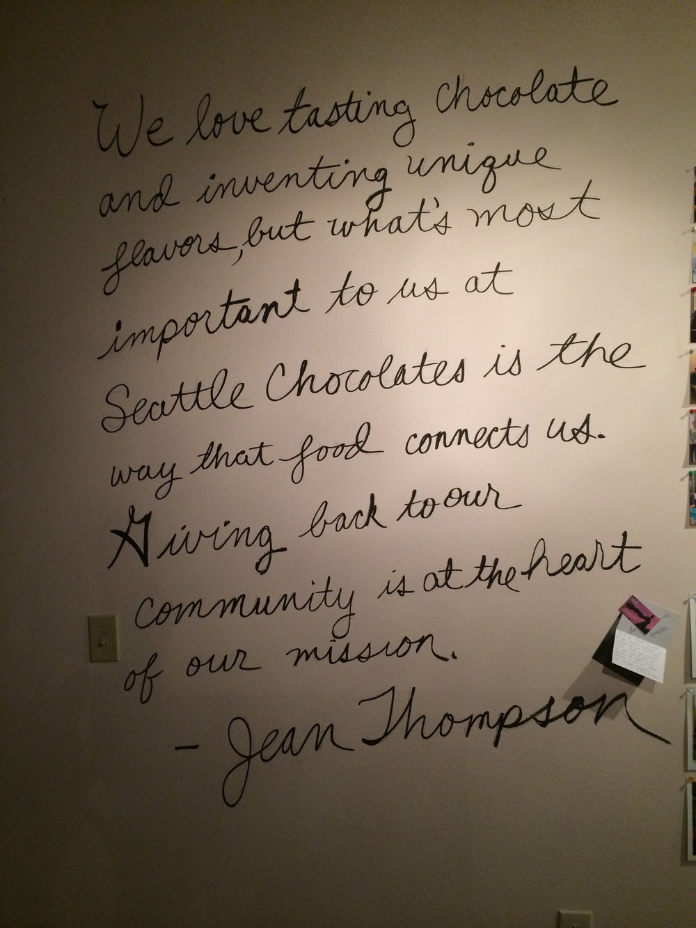  A portion of the Giving Wall at JCOCO Corporate Headquarters and showroom. 