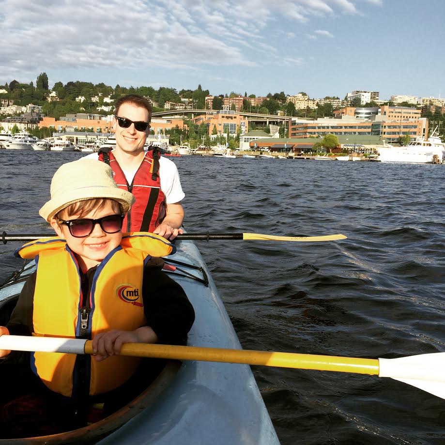  The Marx family father/son duo at Lake Union last week. Kayak rentals only $22/hour for a double.  