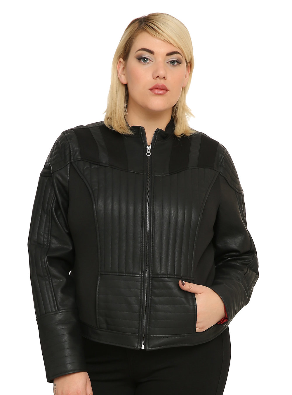  Darth Vader Faux Leather Jacket. Hot Topic. Was: $89 Now: $62. Available in straight and plus sizes.  