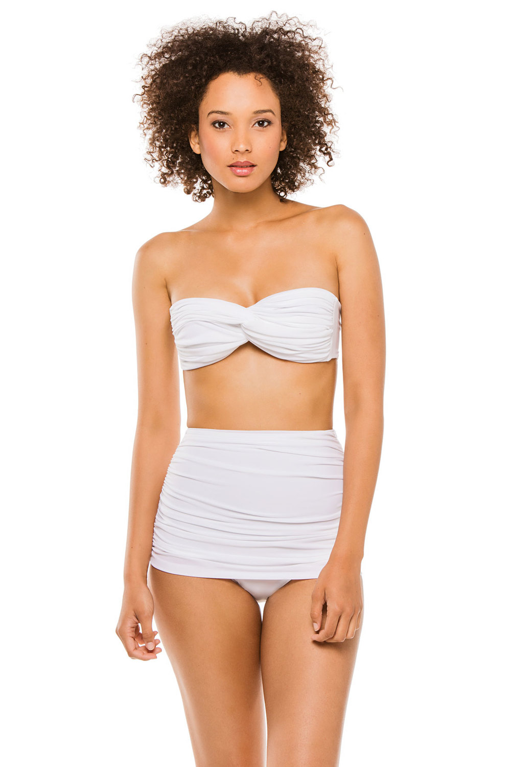  Norma Kamali's Bandeau Top and Bottoms. Available in white, black. Sold Separately. Everything but Water. $175 Nd $185.  